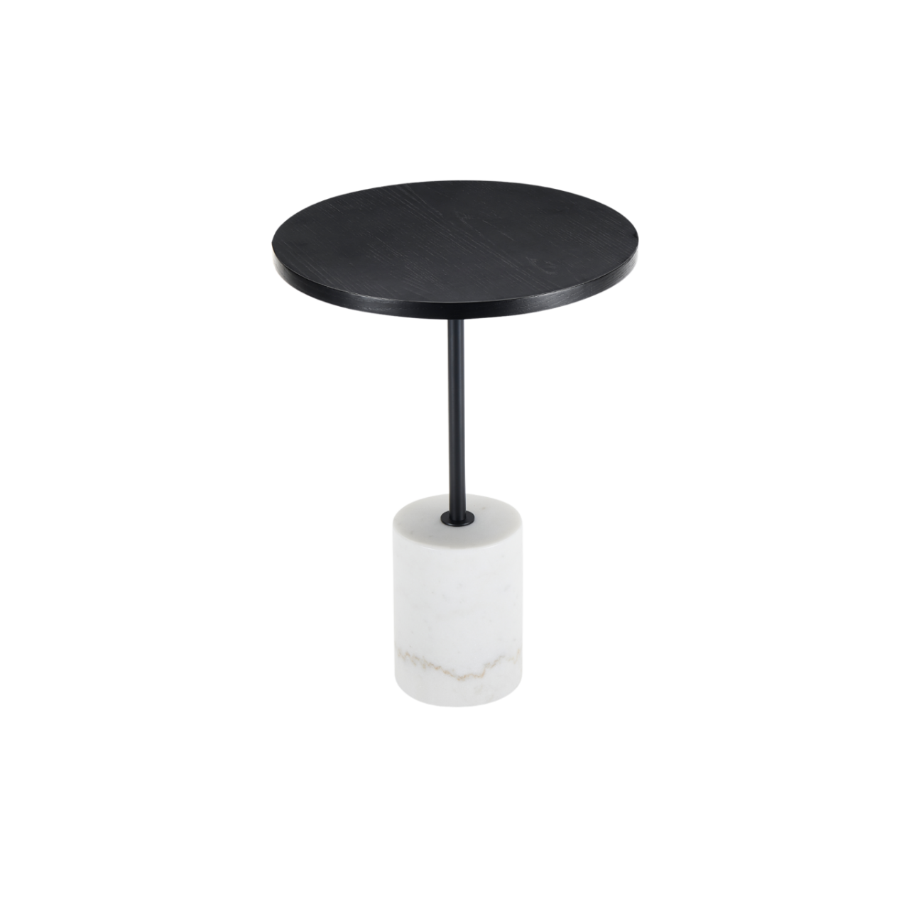 Basil White Marble & Black Round Side Table
